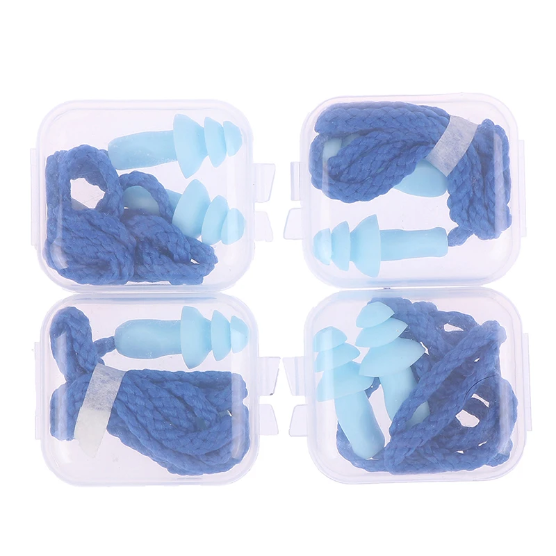 

4Pairs Box-packed Noise Reduction Comfort Earplugs Silicone Soft Ear Plugs With PVC Rope Protective Earplugs
