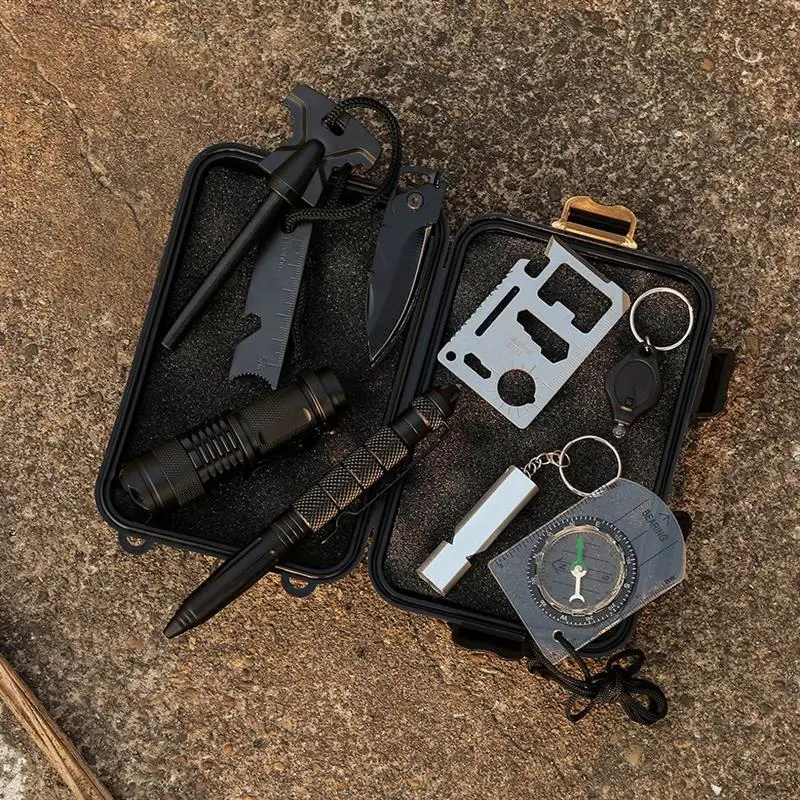 10 in 1 Outdoor Emergency Survival Box Hiking Tools Portable Multifunctional Fishing Hunting Defense Flashlight Gear
10 in 1 Outdoor Emergency Survival Box Hiking Tools Portable Multifunctional Fishing Hunting Defense Flashlight Gear