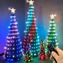 원격 RGB 인공 크리스마스 트리, 야외 크리스마스 장식, 16 색 LED 조명, 인공 트리 장식, 1.5M, 1.8M, 2.1M