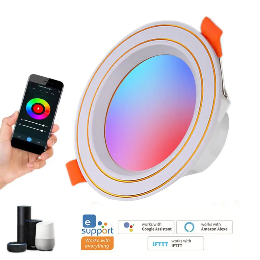 

WiFi LED Downlight Smart Life APP AC Round Spot Light 10w RGB Color Changing Dimmable Recessed Ceiling Light Lamp dropship