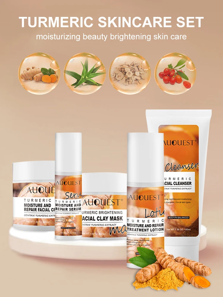 5Pcs Turmeric Skin Care Sets Facial Serum Acne Treatment Moisturize And Repair Cream Blackhead Cleanser Clay Mask Kit For Women
5Pcs Turmeric Skin Care Sets Facial Serum Acne Treatment Moisturize And Repair Cream Blackhead Cleanser Clay Mask Kit For Women