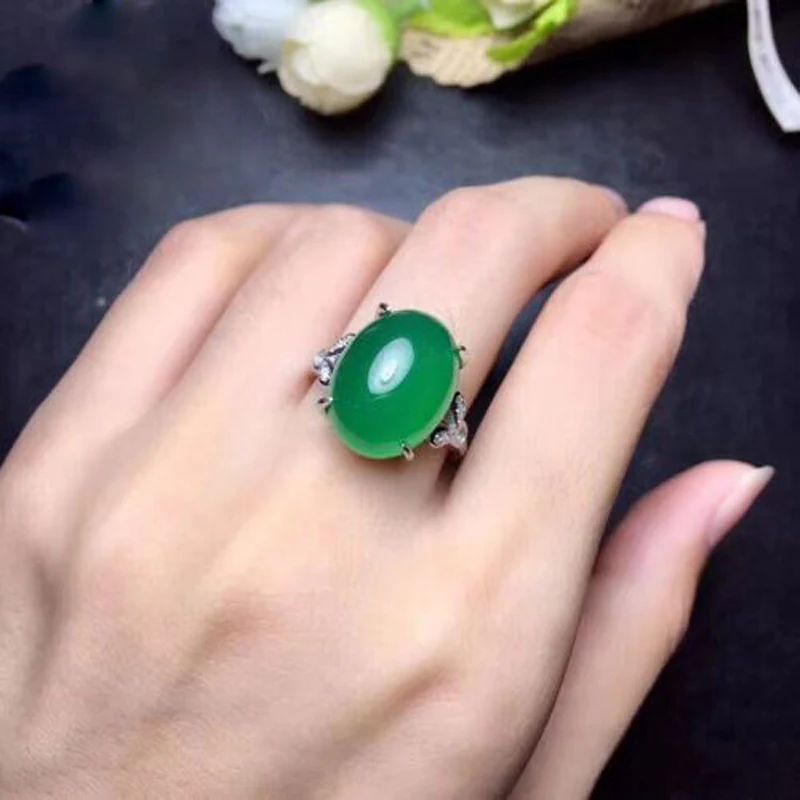 MeiBaPJ Natural Green Chalcedony Gemstone Ring for Women Real 925 Sterling Silver Fine Wedding Jewelry
MeiBaPJ Natural Green Chalcedony Gemstone Ring for Women Real 925 Sterling Silver Fine Wedding Jewelry