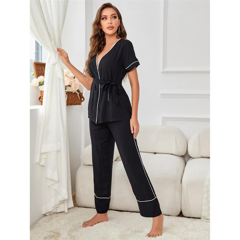 Женский Весенняя Осенняя Пижама V-образный вырез с коротким рукавом кардиган халат брюки дышащий комплект домашней одежды
Женский Весенняя Осенняя Пижама V-образный вырез с коротким рукавом кардиган халат брюки дышащий комплект домашней одежды