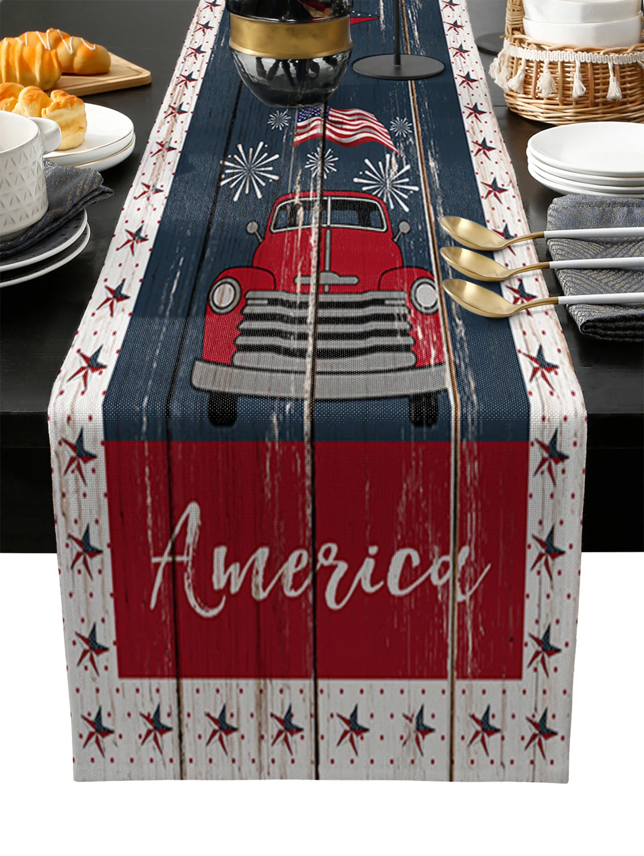 Independence Day Truck Flag Table Runner Wedding Festival Table Decoration Home Decor Kitchen Table Runners Placemats
Independence Day Truck Flag Table Runner Wedding Festival Table Decoration Home Decor Kitchen Table Runners Placemats