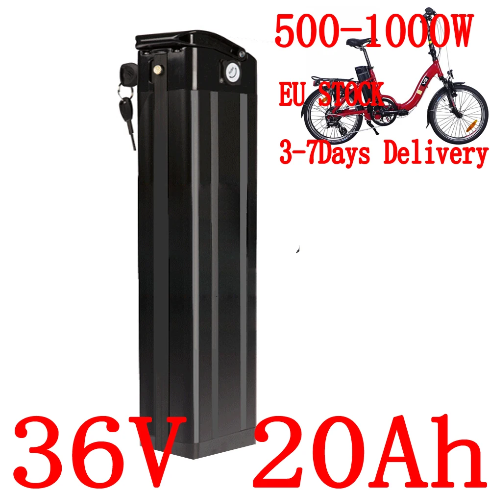 

36V Lithium Battery 36V 10Ah 13Ah 15Ah 18Ah 20Ah 25Ah Silver Fish Electric Bike Battery for 36V 250W 500W 1000W E-Bike Motor