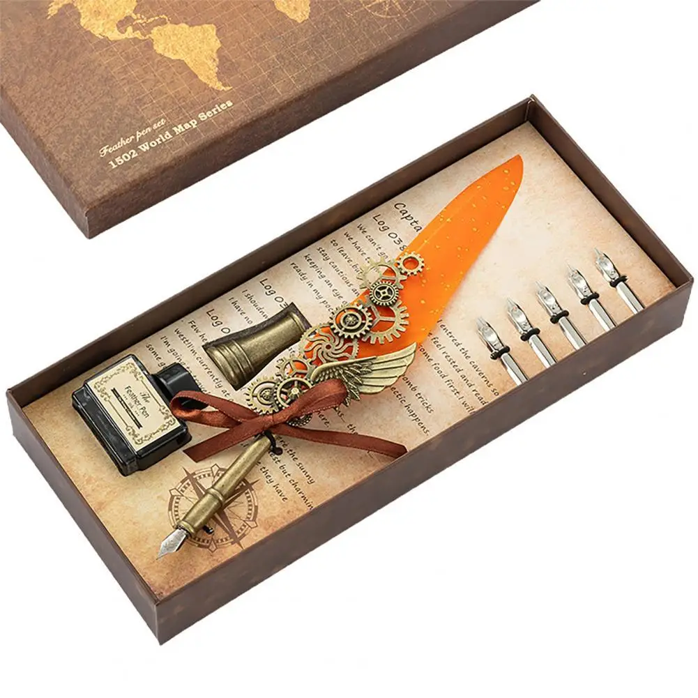 1 Set 0.5mm Vintage Replaceable Quill Pen Set Copper Convenient Use Quill Pen Ink Set for Beginners Birthday Gift Box Office
1 Set 0.5mm Vintage Replaceable Quill Pen Set Copper Convenient Use Quill Pen Ink Set for Beginners Birthday Gift Box Office