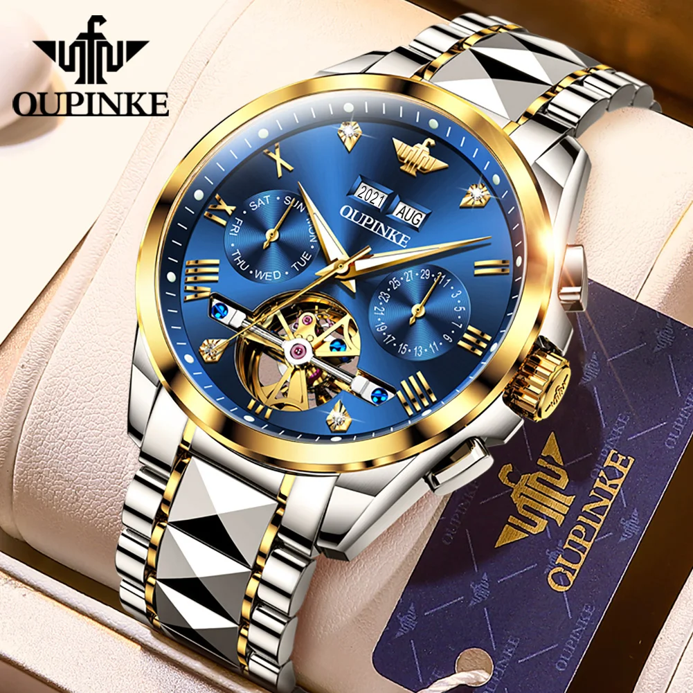 OUPINKE Men Automatic Watch Sapphire Crystal Luxury Mechanical Wristwatch Waterproof Tungsten Steel Watch Men relogio masculino
OUPINKE Men Automatic Watch Sapphire Crystal Luxury Mechanical Wristwatch Waterproof Tungsten Steel Watch Men relogio masculino