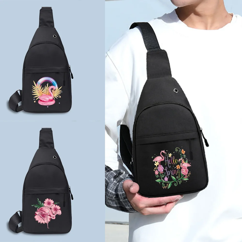 

Нагрудные сумки через плечо для мужчин и женщин, мужской нагрудной рюкзак с USB-зарядкой и разъемом для наушников, сумка-мессенджер с рисунко...