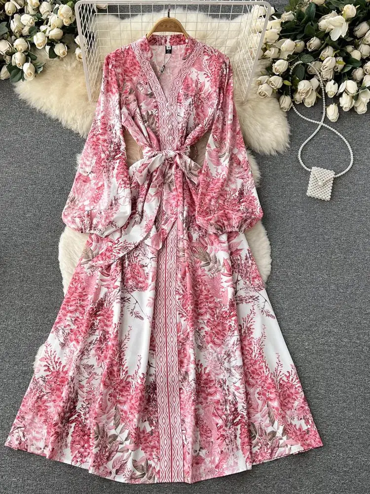 Женское модельное богемное платье, элегантное праздничное однобортное платье Вечерние шнуровке с длинным рукавом и цветочным принтом, вес... 
Женское модельное богемное платье, элегантное праздничное однобортное платье Вечерние шнуровке с длинным рукавом и цветочным принтом, вес...