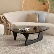 Nordic Tempered Glass Tea Table Home Living Room Side Table Solid Wood Leg Coffee Table Simple Balcony Tatami Corner Table 가구