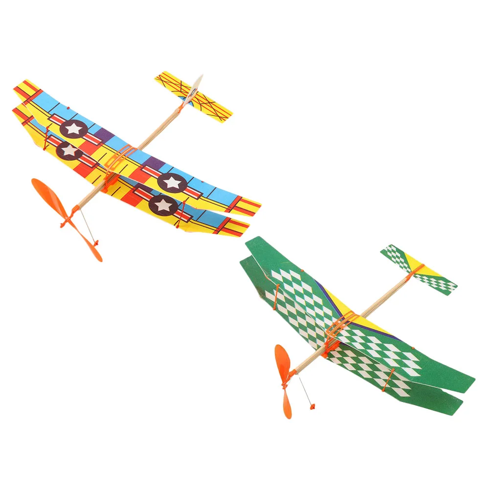 

Rubber Band Plane Kid Plaything Biplane Aircraft Glider Planes Toys Kids Airplane Educational Assemble Mini Powered Flies