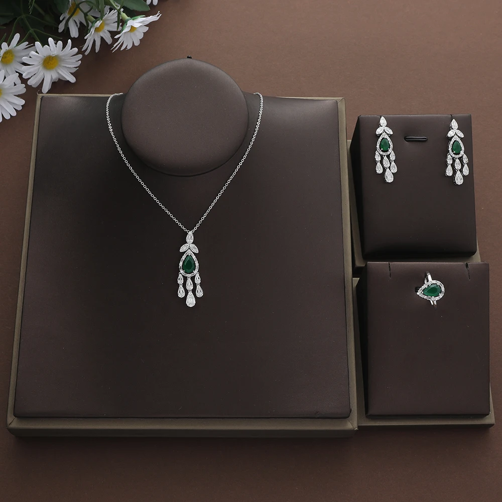 New Luxury Waterdrop Geometric Tassel Cubic Zircon Engagement Dubai Naija Bridal Finger Rings Necklace Earring Jewelry Set S463
New Luxury Waterdrop Geometric Tassel Cubic Zircon Engagement Dubai Naija Bridal Finger Rings Necklace Earring Jewelry Set S463