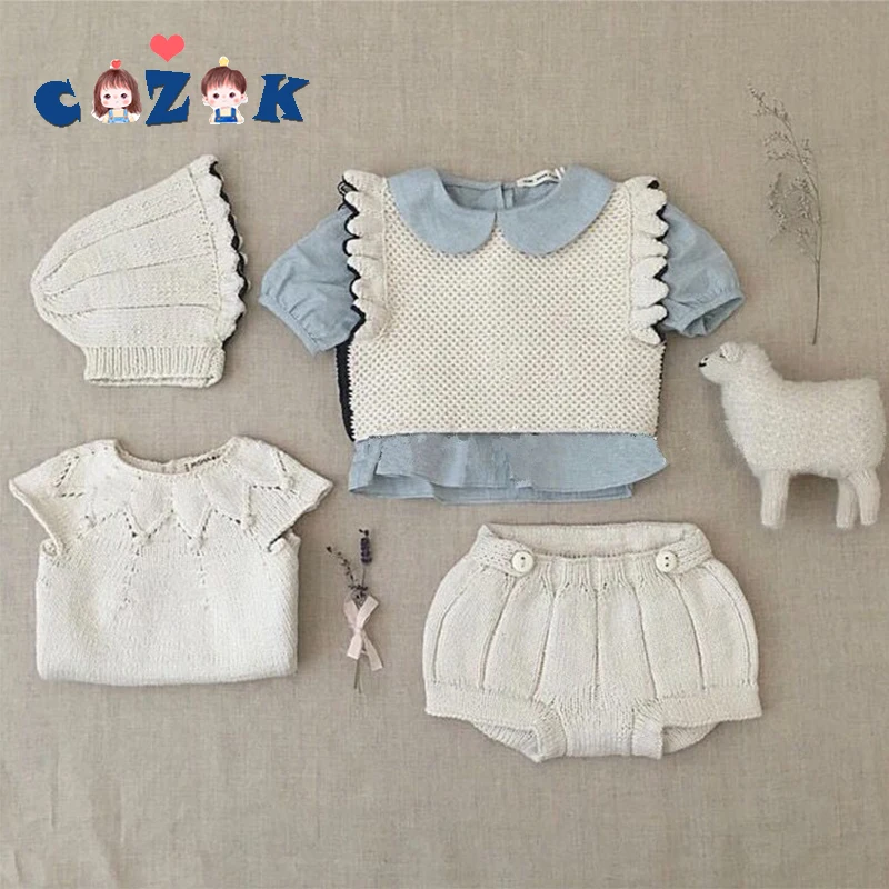 3Pcs Suit Infant Toddler Baby Girl Clothes Spring/Autumn Agaric Edge Knitted Vest + Knit Shorts + Bottomed Shirt and Hat Set
3Pcs Suit Infant Toddler Baby Girl Clothes Spring/Autumn Agaric Edge Knitted Vest + Knit Shorts + Bottomed Shirt and Hat Set