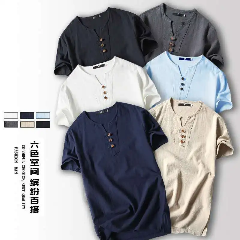 FGKKS Summer Japanese Linen Short-sleeved T-shirt Mens Retro Cotton Half-sleeved Trendy Men Thin Linen Short-sleeved T-shirt
FGKKS Summer Japanese Linen Short-sleeved T-shirt Mens Retro Cotton Half-sleeved Trendy Men Thin Linen Short-sleeved T-shirt
