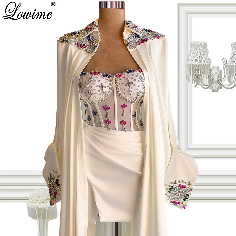Two Pieces White Prom Dresses With Crystals Middle East Evening Dresses With A Cape Fashion Celebrity Dresses Vestidos De Mujer
Two Pieces White Prom Dresses With Crystals Middle East Evening Dresses With A Cape Fashion Celebrity Dresses Vestidos De Mujer