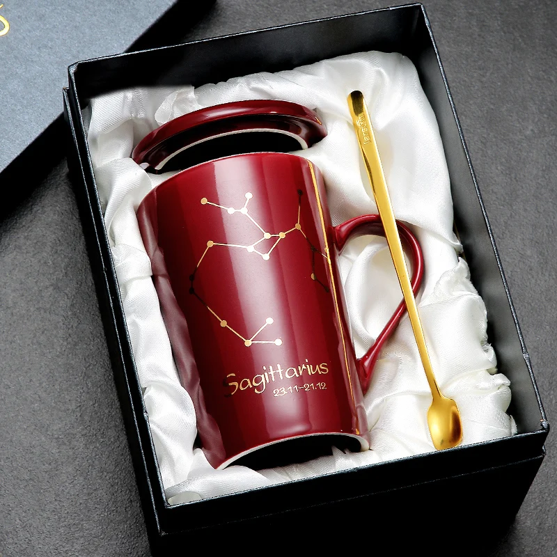 

Creative Mugs Coffee Cups Ceramic Gift Box Spoon Modern Europe Personalized Gift Tazas Desayuno Originales Reusable Cup BD50MS