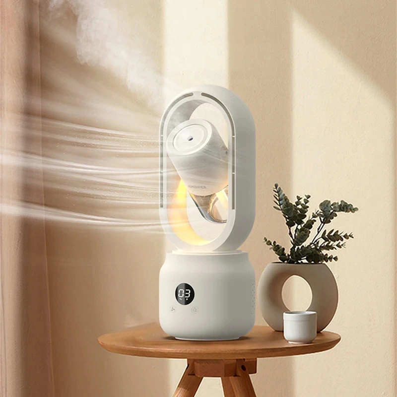 

New Summer Water Cooled Spray Mist Electric Fan USB Rechargeable Portable Wireless Air Humidifier Bladeless Ventilator Table Fan