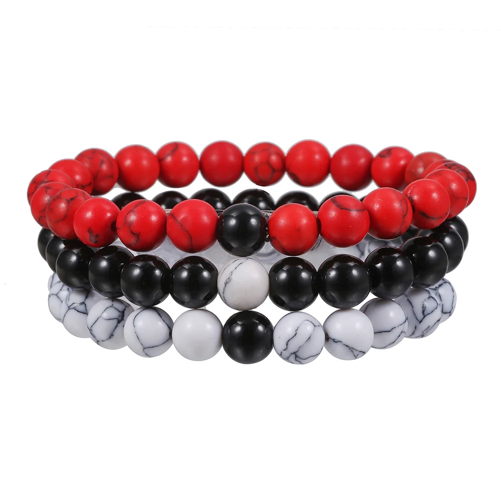 3pcs Bracelet Set For Both Men And Women Simple Style 8mm White Red Turquoise Black Frosted Stone Hand Beaded Bracelet
3pcs Bracelet Set For Both Men And Women Simple Style 8mm White Red Turquoise Black Frosted Stone Hand Beaded Bracelet