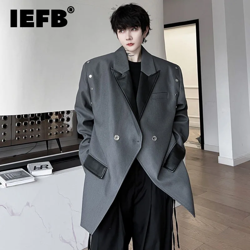 Мужские костюмные куртки IEFB, двубортные, с заклепками, нишевой дизайн, корейская мода, Мужской Блейзер, кожаные куртки с нашивками, осень 2023, новинка, 28W1273
Мужские костюмные куртки IEFB, двубортные, с заклепками, нишевой дизайн, корейская мода, Мужской Блейзер, кожаные куртки с нашивками, осень 2023, новинка, 28W1273