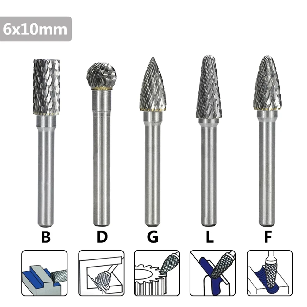 5Pcs 6x10mm Tungsten Carbide Milling Cutter Rotary Tool Burrs Rotary Drill Grinder Carving Bit Double Grain Milling Carving Bit
5Pcs 6x10mm Tungsten Carbide Milling Cutter Rotary Tool Burrs Rotary Drill Grinder Carving Bit Double Grain Milling Carving Bit
