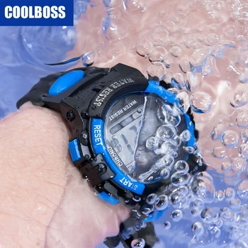 Coolboss Brand Children Watch Sports Digital Watch for Kids Boys Girls Student 30M Waterproof Multifunctional LED Wristwatch