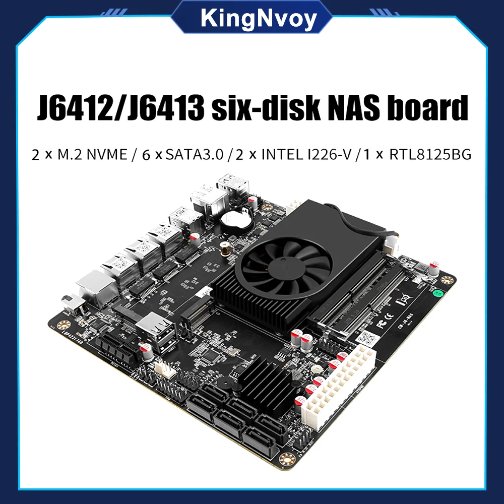 

Motherboard J6413 J6412 2*Intel i226-V 1*RTL8125BG 2.5G LANs 2*NVMe 6*SATA3.0 2*DDR4 1*PCIe Mini ITX Soft Router Mainboard NAS