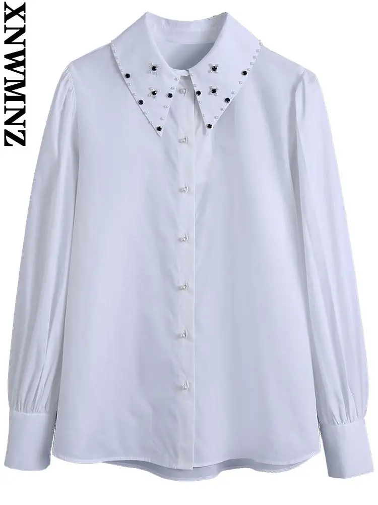 XNWMNZ white top Women 2022 fashion oversized bejewelled poplin blouses vintage long sleeve female shirts blusas chic tops
XNWMNZ white top Women 2022 fashion oversized bejewelled poplin blouses vintage long sleeve female shirts blusas chic tops