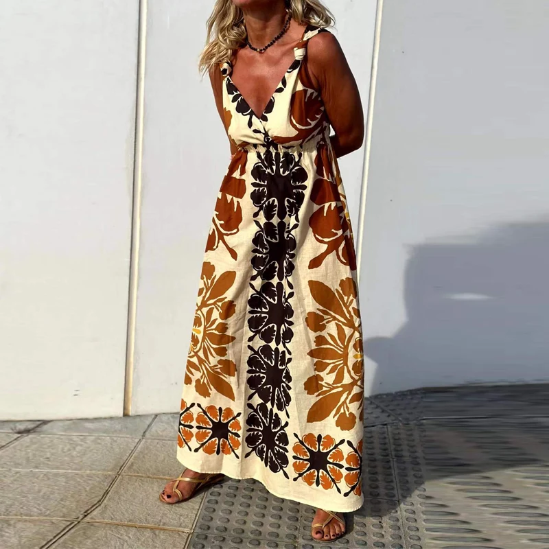 Повседневное женское длинное платье на бретельках, Женская пляжная юбка в богемном стиле для отдыха, модное свободное платье без рукавов с принтом
Повседневное женское длинное платье на бретельках, Женская пляжная юбка в богемном стиле для отдыха, модное свободное платье без рукавов с принтом