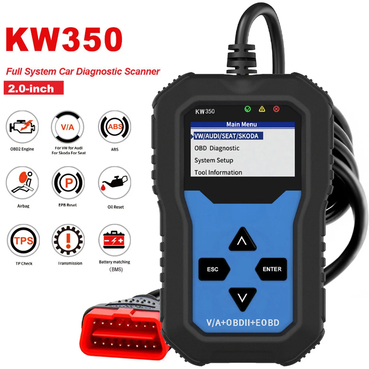 Диагностический сканер KW350 OBD2, OBD2 автомобильный инструмент для диагностики автомобиля, с ABS подушкой безопасности
Диагностический сканер KW350 OBD2, OBD2 автомобильный инструмент для диагностики автомобиля, с ABS подушкой безопасности