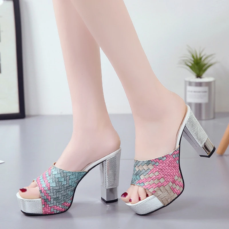 Women's Slippers Mixed Color Sandals High Heels 2022 Summer Open Toe Casual Sexy Thick Heel Sandals Green Zapatillas Mujer
Women's Slippers Mixed Color Sandals High Heels 2022 Summer Open Toe Casual Sexy Thick Heel Sandals Green Zapatillas Mujer