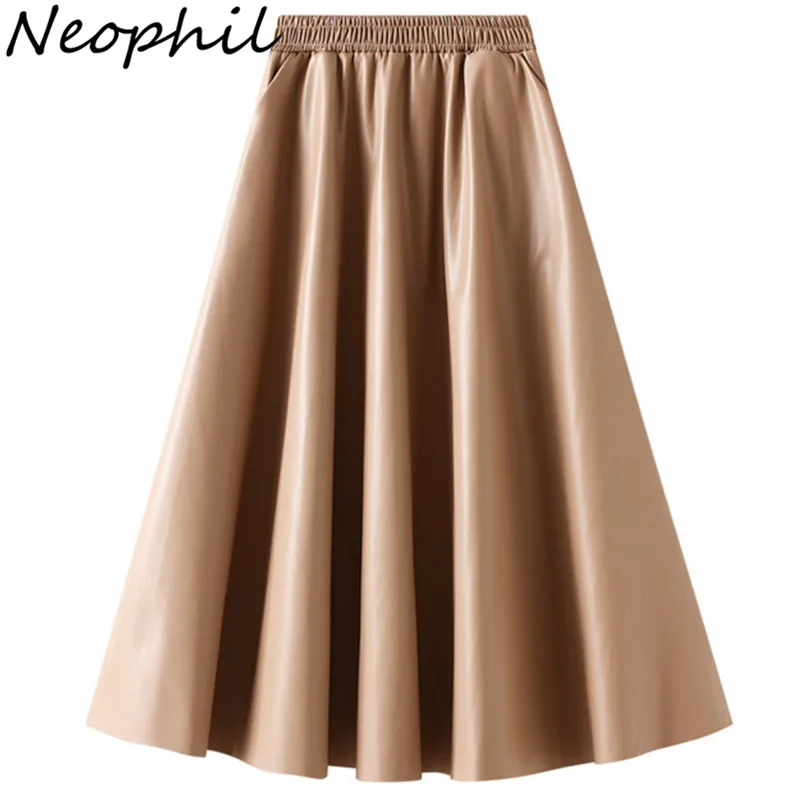 Neophil Vintage Winter Women Leather Long Skirts Retro Elastic Waist Brown Pleated Swing Flare Latex Skirt With Pockets S220708
Neophil Vintage Winter Women Leather Long Skirts Retro Elastic Waist Brown Pleated Swing Flare Latex Skirt With Pockets S220708
