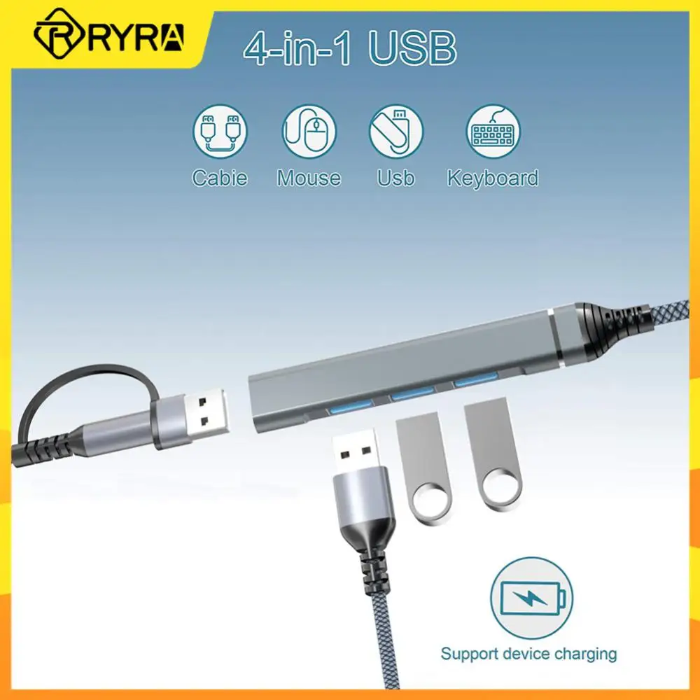 

RYRA Multi -port USB HUB Type C USB3.0 High Speed Splitter 4 Ports Expansion Dock Fast Data Transfer Up To 5Gbps For Laptop PC