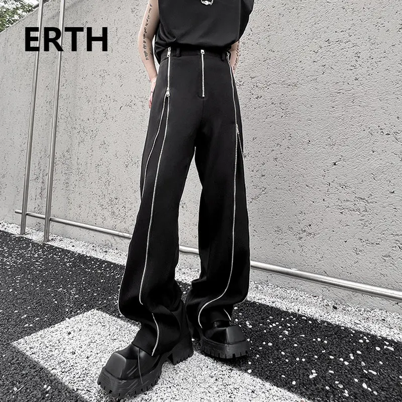 Мужские прямые брюки с двойной молнией ERTH, черные повседневные уличные брюки с разрезом и широкими штанинами, 2023
Мужские прямые брюки с двойной молнией ERTH, черные повседневные уличные брюки с разрезом и широкими штанинами, 2023