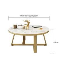 Factory Price Modern Home Furniture Stainless Steel Frame Round Metal Marble Coffee Table or Tea Table