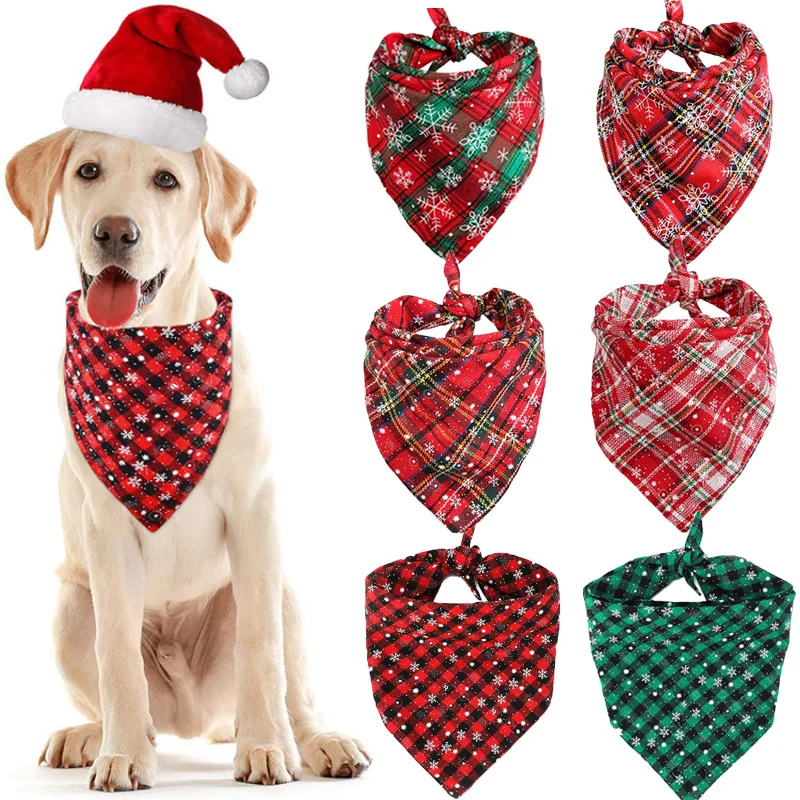 

50pcs Christmas Dog Bandana Puppy Accessories Cotton Pet Dog Cat Bandanas Scarf Dogs Accessores for Samll Dog Grooming Products