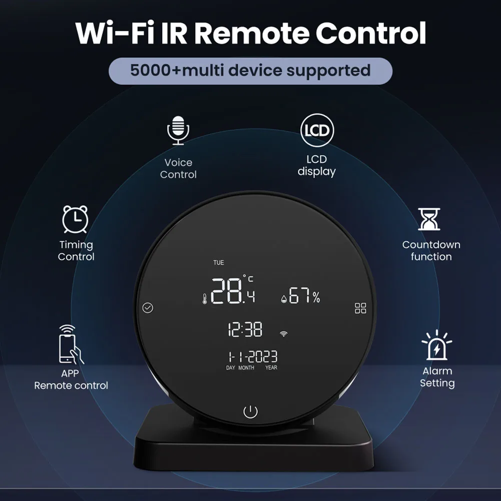 WiFi Tuya Smart Home Temperature Humidity Sensor 5V 1A IR Remote Control Hygrometer Thermometer Adjustable Screen Brightness
WiFi Tuya Smart Home Temperature Humidity Sensor 5V 1A IR Remote Control Hygrometer Thermometer Adjustable Screen Brightness