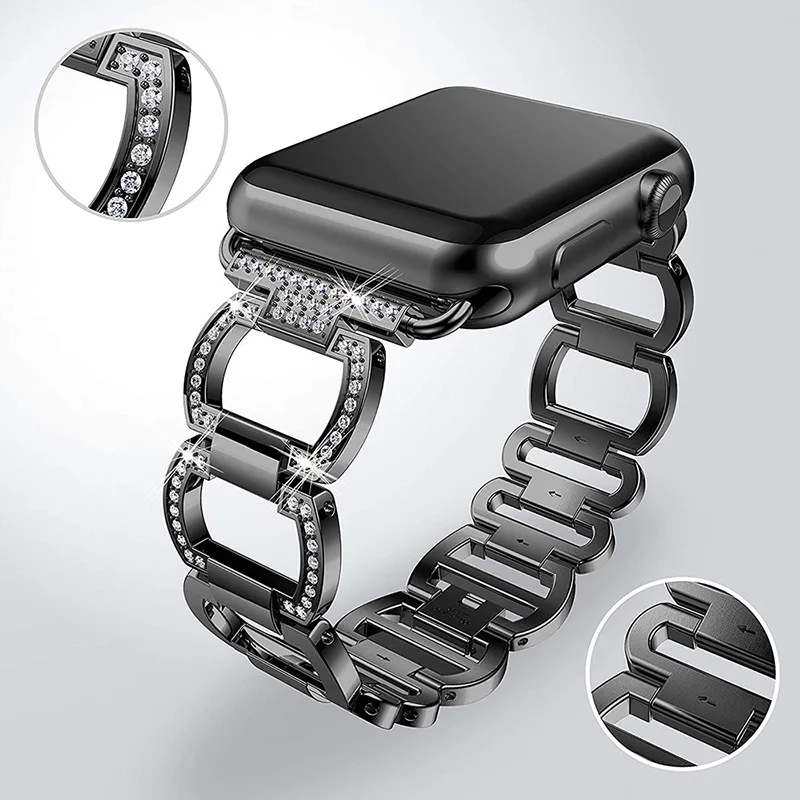 Diamond Set Strap for Apple Watch Band 38mm 40mm 42mm 44mm Stainless Steel Replacement Wristband for Iwatch Series 6 5 4 3
Diamond Set Strap for Apple Watch Band 38mm 40mm 42mm 44mm Stainless Steel Replacement Wristband for Iwatch Series 6 5 4 3