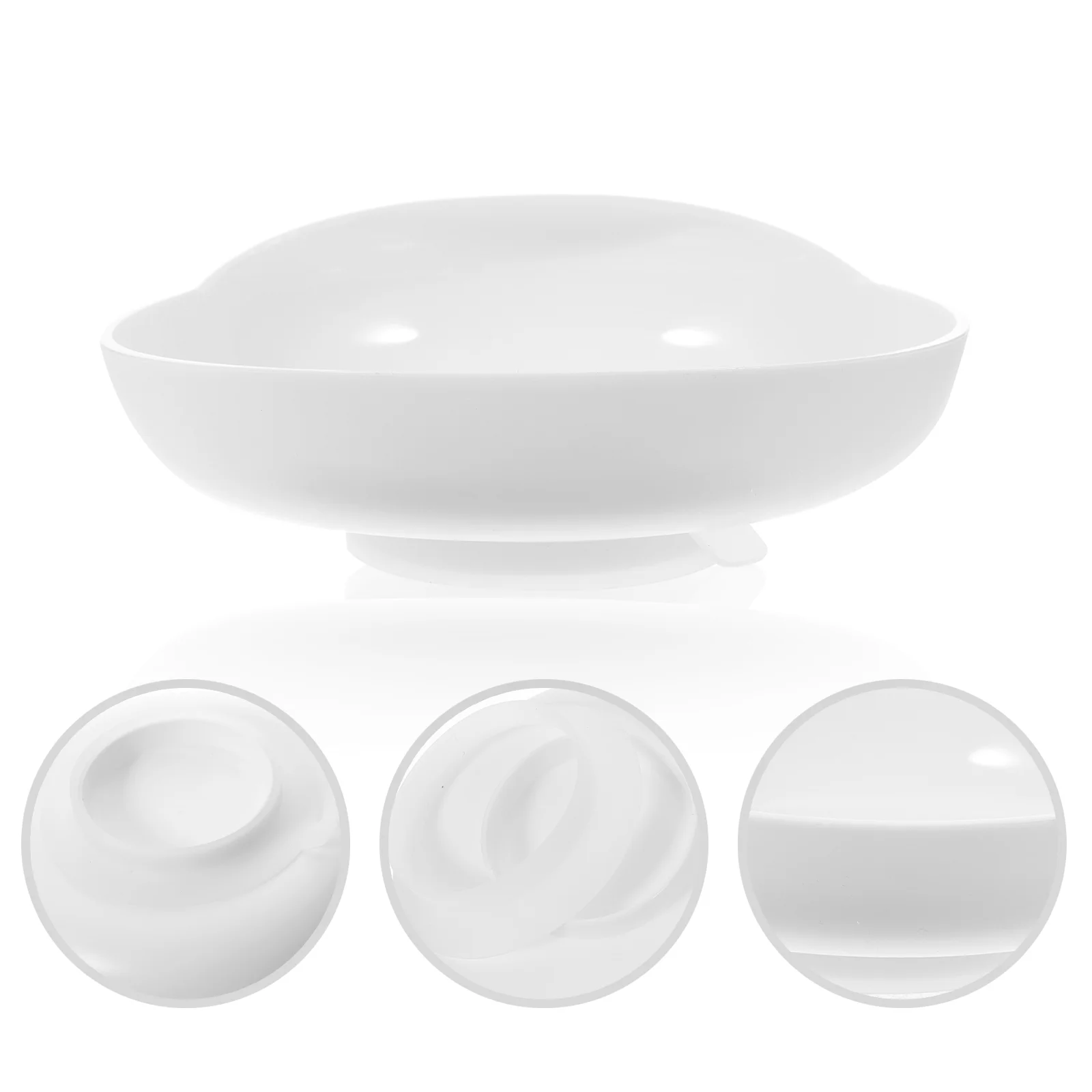 

Anti-spill Tray The Elderly Disabled Soup Bowl Spoon Plate Suction Scooper Bowls White Food Grade Silicone