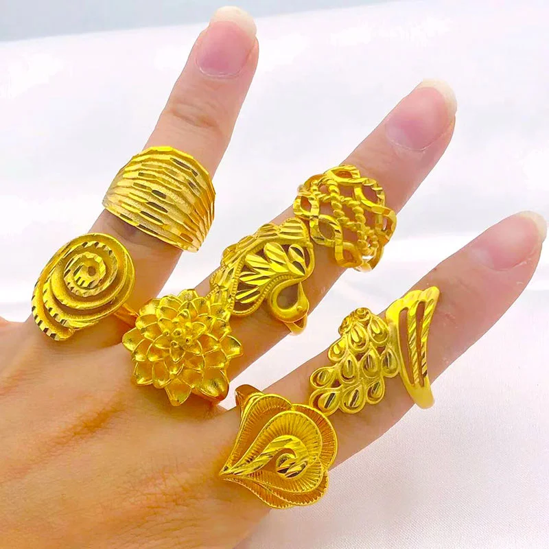 Sand Gold Ring Women's 24k Pure Gold Imitation Real and Fake Gold Long Lasting Flower Fashion Personality Vietnamese Jewelry
Sand Gold Ring Women's 24k Pure Gold Imitation Real and Fake Gold Long Lasting Flower Fashion Personality Vietnamese Jewelry