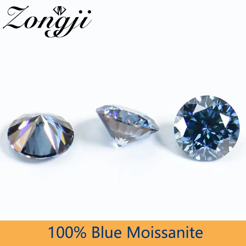 

Blue Real Moissanite Loose Stone Lab Diamond Gems VVS1 Round Shape with GRA Cartificate for Custom Jewelry
