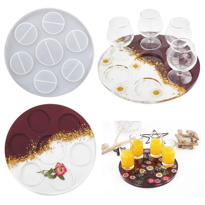 7-slot Red Wine Glass Cup Tray Clay Silicone Mold Kitchen Table Bear Juice Cup Holder Epoxy Resin Molds Large Round Plate Mould
7-slot Red Wine Glass Cup Tray Clay Silicone Mold Kitchen Table Bear Juice Cup Holder Epoxy Resin Molds Large Round Plate Mould