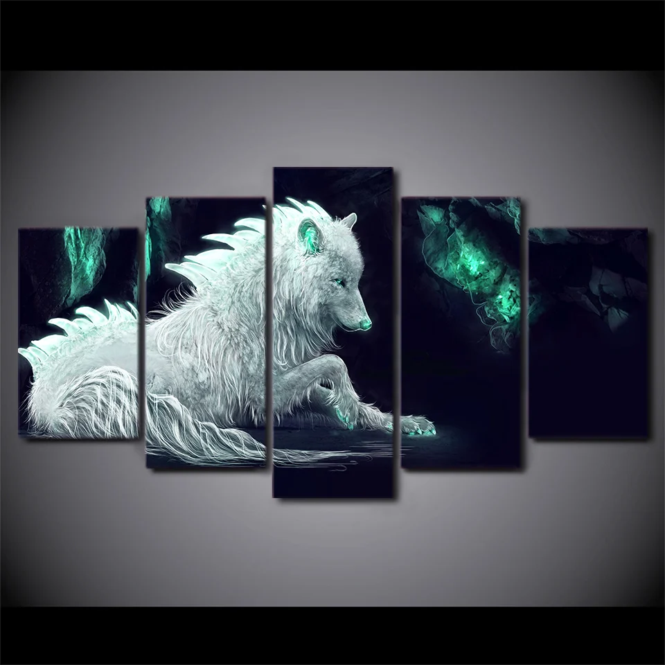5 Pcs White Wolf Green Glowing Canvas HD Printed Poster Frame Painting Modular Wall Art Pictures Living Room Home Decor
5 Pcs White Wolf Green Glowing Canvas HD Printed Poster Frame Painting Modular Wall Art Pictures Living Room Home Decor