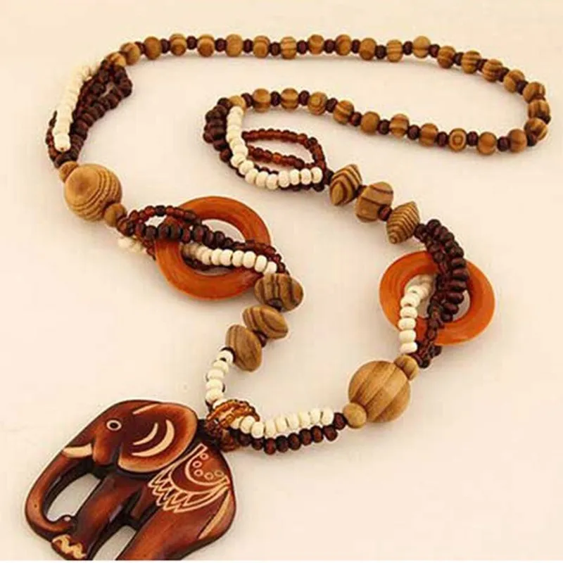 Unisex Handmade Necklace Ethnic Style Wood Beads Pendant Long Sweater Chain Boho Jewelry Wood Elephant Pendant Necklace Gifts
Unisex Handmade Necklace Ethnic Style Wood Beads Pendant Long Sweater Chain Boho Jewelry Wood Elephant Pendant Necklace Gifts