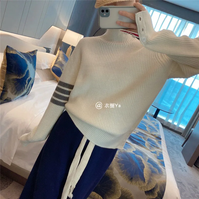 Tb College Style Women's Turtleneck Sweater Women's Spring Outer Wear Pullover All-match Thin Bottoming Shirt
Tb College Style Women's Turtleneck Sweater Women's Spring Outer Wear Pullover All-match Thin Bottoming Shirt