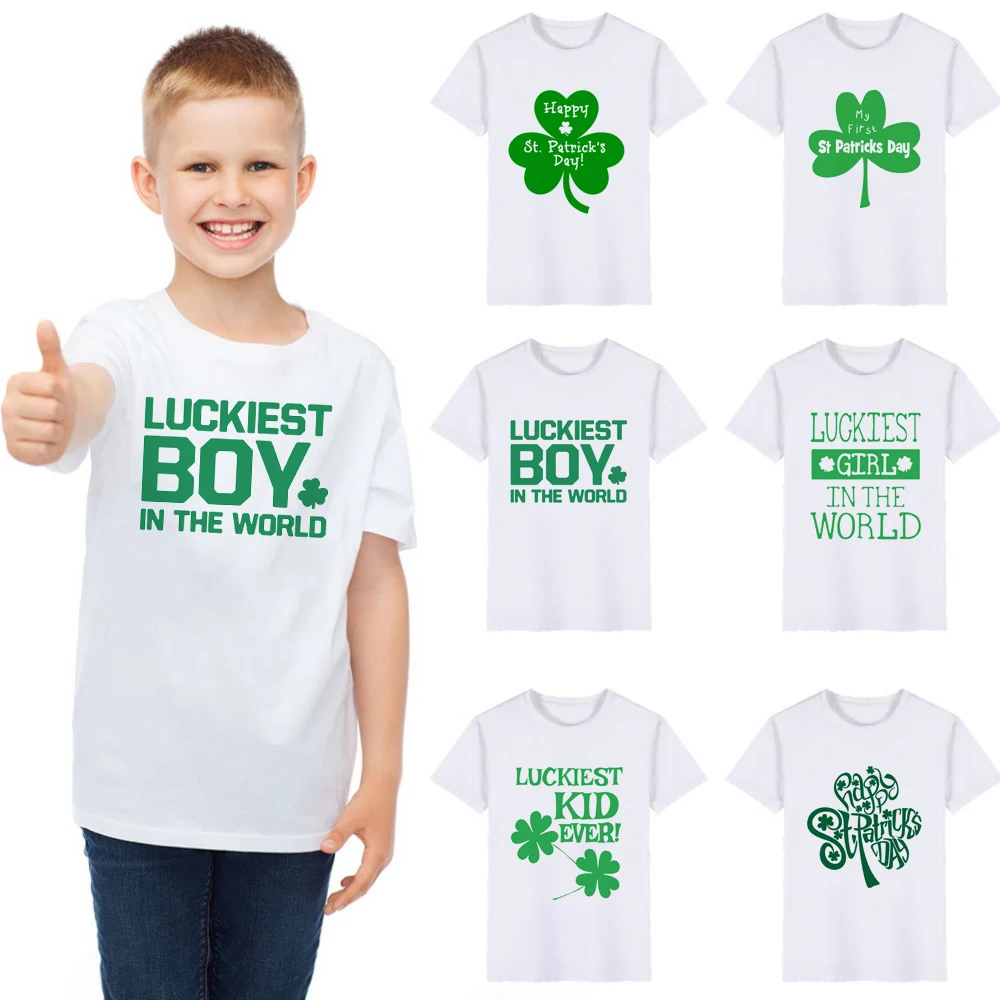 Happy St Patricks Day Kids Green Tshirt Luckest Boys Girls Kids White T-shirts First St Patricks Day Clothes Fashion Tops Tee
Happy St Patricks Day Kids Green Tshirt Luckest Boys Girls Kids White T-shirts First St Patricks Day Clothes Fashion Tops Tee