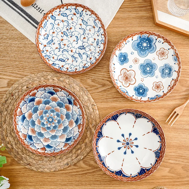 Ceramic plate hand-painted underglaze color Japanese dish creative home dining plate high-value steak plate
Ceramic plate hand-painted underglaze color Japanese dish creative home dining plate high-value steak plate