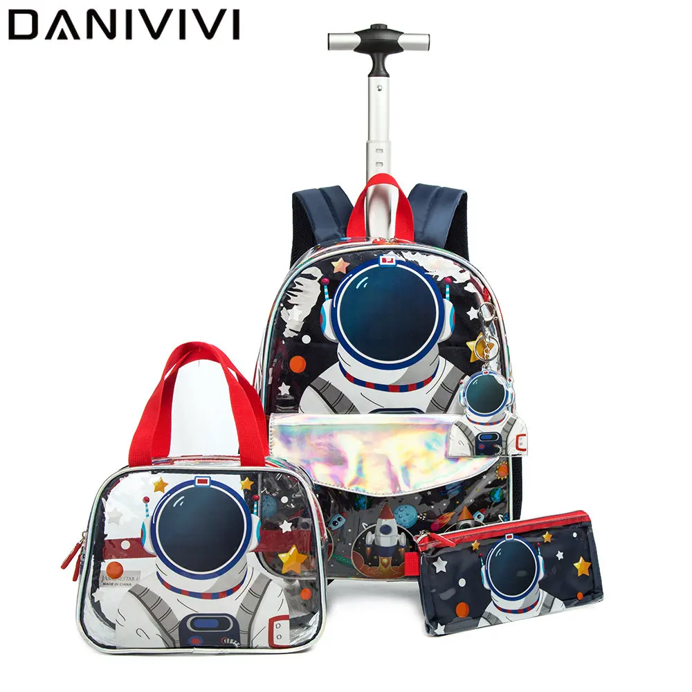 New Space Astronaut 16”Inch School Backpack with Wheels Transparent PVC School Bags for Kids Kawaii Backpack with Lunch Box 2023
New Space Astronaut 16”Inch School Backpack with Wheels Transparent PVC School Bags for Kids Kawaii Backpack with Lunch Box 2023