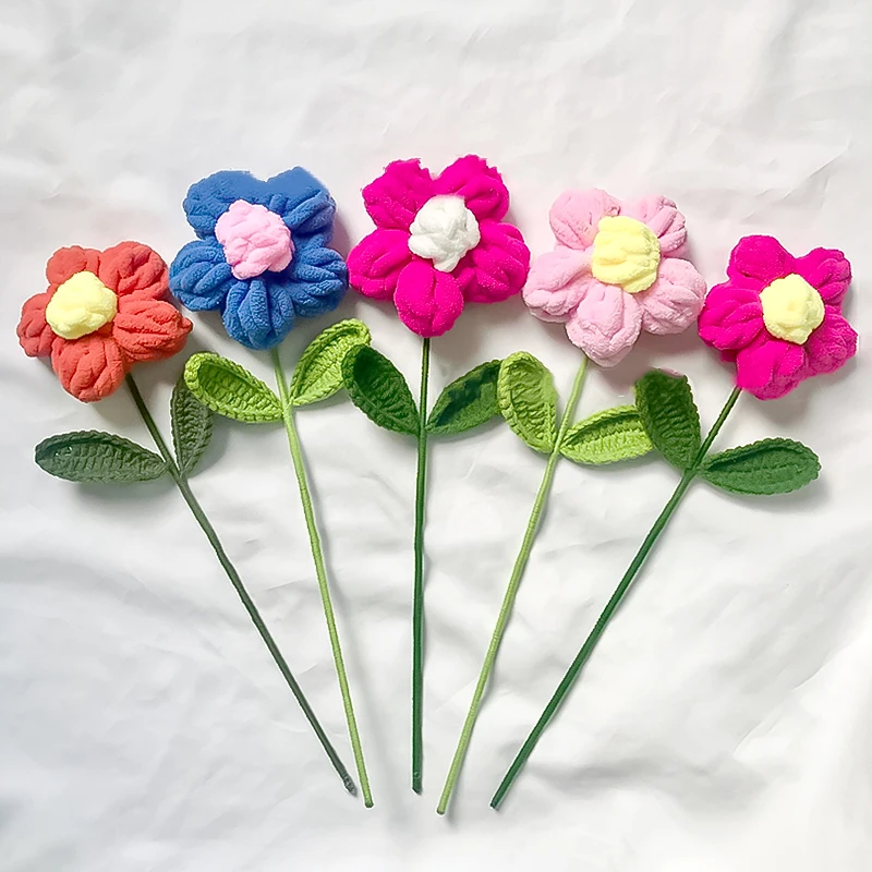 

Puffs Flower Artificial Diy Simulated Hand-woven Needle Hook Flower Wedding Party Bouquet Photography Prop Home Decoration 1pcs