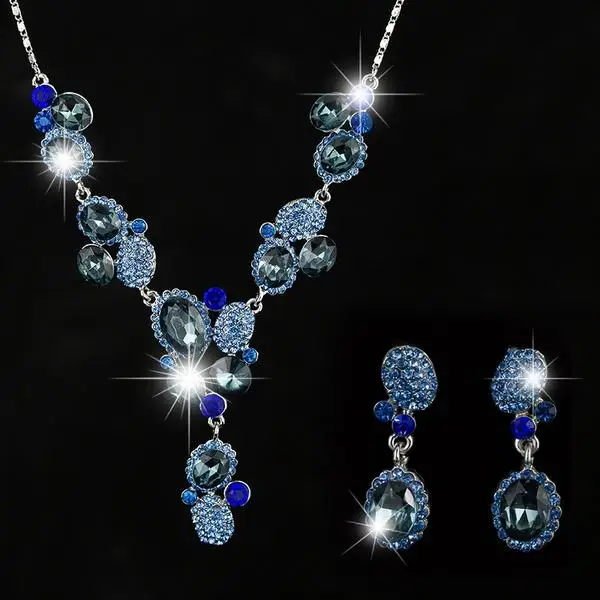 Bohemian Style Jewelry Sets Peacock Blue Crystal Rhinestone Collar Necklace Stud Earring Jewelry Set for Women Wedding Party
Bohemian Style Jewelry Sets Peacock Blue Crystal Rhinestone Collar Necklace Stud Earring Jewelry Set for Women Wedding Party