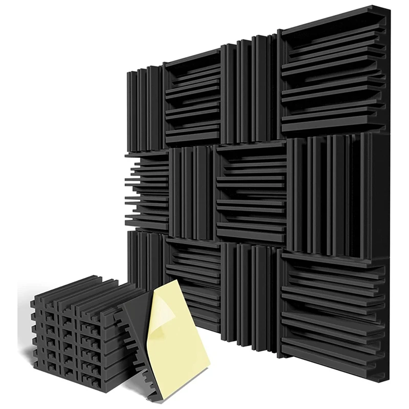 12 Pack Self-Adhesive Sound Proof Foam Panels 12X12x2inch Acoustic Foam Wall Soundproofing Panels Black
12 Pack Self-Adhesive Sound Proof Foam Panels 12X12x2inch Acoustic Foam Wall Soundproofing Panels Black